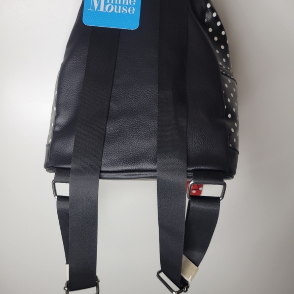 Disney Minnie Mouse Black & Red Polka Dot Bow Tie Small Backpack Purse NWT - Picture 8 of 12